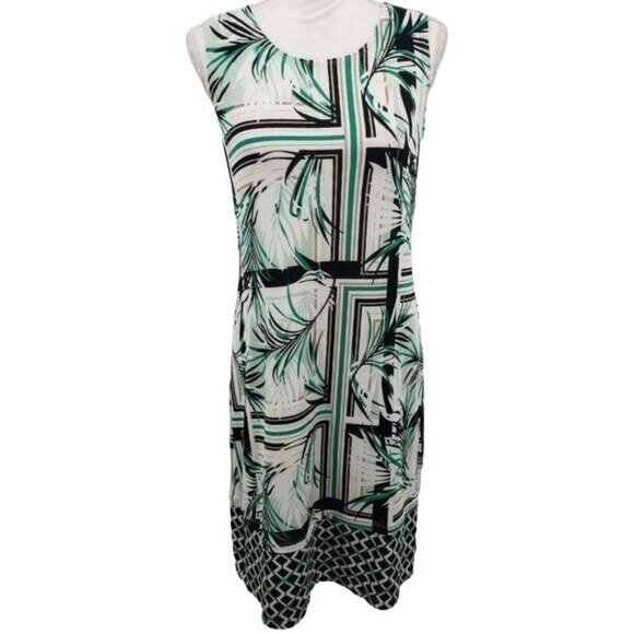 DANA BUCKMAN Travel Anywhere Packable Sheath Dress Floral Leaf Print S NWT - Picture 1 of 11